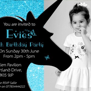 Personalised Childrens Birthday Invitations Printed Invites Boy Girl Joint Party 1st 2nd 3rd 4th 5th Unicorn Magical Rainbow Photo Card Kids image 4