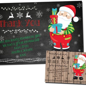 10 Personalisierte Weihnachts-Dankeskarten Notizen Weihnachtsmann Junge Mädchen Gemeinsame Kinder Danksagung