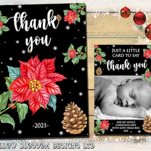 10 Personalisierte Weihnachts-Dankeskarten Weihnachtsfoto Klapppostkarte Notizen Kinder Familie Freunde Ihn Ihre Großeltern niedliche Weihnachtsstern-Blume