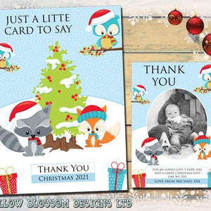 10 Personalisierte Weihnachts-Dankeskarten Weihnachtsfoto Klapppostkarte Notizen Kinder Familie Freunde Ihn Ihre Großeltern Niedliche Festliche Tiere