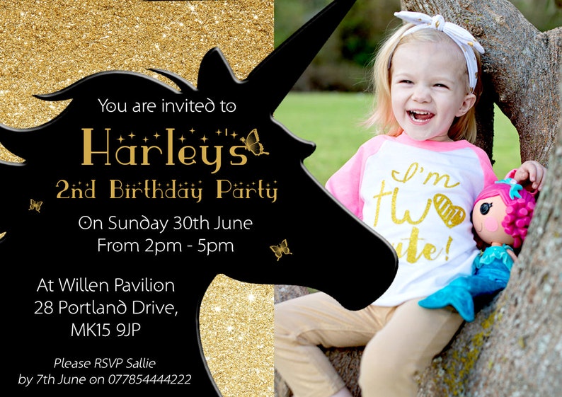 Personalised Childrens Birthday Invitations Printed Invites Boy Girl Joint Party 1st 2nd 3rd 4th 5th Unicorn Magical Rainbow Photo Card Kids image 6