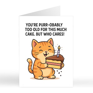 Divertente biglietto di auguri di compleanno a tema GATTO / Lei Lui / Mamma / Migliore amica / Sorella / Fratello / Gattaia / Amante dei gatti / Animale domestico / Biglietti umoristici per adulti con animali