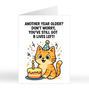 Divertente biglietto di auguri di compleanno a tema GATTO / Lei Lui / Mamma / Migliore amica / Sorella / Fratello / Gattaia / Amante dei gatti / Animale domestico / Biglietti umoristici per adulti con animali