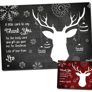 10 Personalisierte Weihnachten Dankeskarten Notizen Familie Freunde Hirsch Kinder Erwachsene