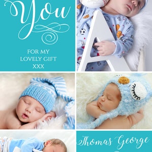 10 cartes de remerciement contemporaines naissance bébé nouveau-né garçon fille jumeaux unisexe mignon imprimé photo funky personnalisé sur mesure violet
