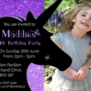 Personalised Childrens Birthday Invitations Printed Invites Boy Girl Joint Party 1st 2nd 3rd 4th 5th Unicorn Magical Rainbow Photo Card Kids image 2