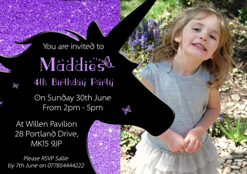 Personalised Childrens Birthday Invitations Printed Invites Boy Girl Joint Party 1st 2nd 3rd 4th 5th Unicorn Magical Rainbow Photo Card Kids image 2