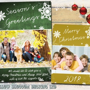 10 seizoenen groeten foto kerstkaart gevouwen ansichtkaart gepersonaliseerde kinderen kinderen baby familie groen goud rood schoolbord witte sneeuwvlokken