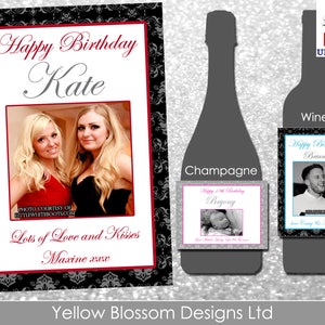 Étiquette de vin personnalisée joyeux anniversaire : cadeau de style vintage
