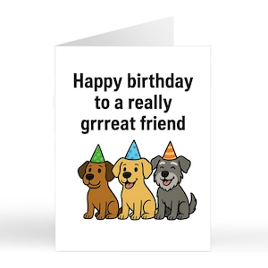 Divertente biglietto di auguri di compleanno per CANI / Lei Lui / Mamma Papà / Migliore amico / Sorella / Fratello / Passeggiatore / Amante dei cani / Animale domestico / Biglietti umoristici per adulti con animali