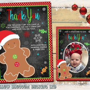 10 Personalisierte Weihnachts-Dankeskarten Weihnachtsfoto Klapppostkarte Notizen Kinder Familie Freunde Ihn Ihre Großeltern niedlichen Lebkuchenmann