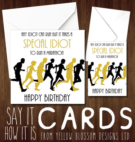 Téléchargement gratuit Images Happy Birthday Card Special Idiot To Run A Marathon Friend Etsy le plus cool salutations