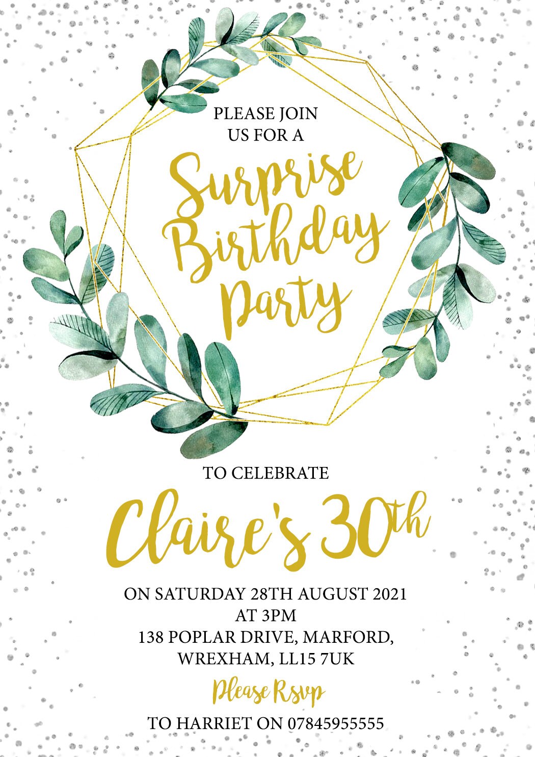 10 Personalised Party Invitations Surprise Birthday Invite Her Etsy UK