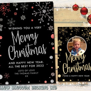 10 Personalisierte Weihnachtskarte Weihnachtsfoto Klappkarte Notizen Kinderfoto Oder keine Karten Familie Freunde Ihn Ihre Großeltern Niedliche Schneeflocken