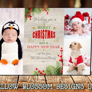 Rustikales Land 10er Pack Od Foto Personalisierte Weihnachtsgrußkarten Junge Mädchen Zwillingsfamilie Dankeschön Gefaltet Bedruckt Kinder Maßgeschneidert