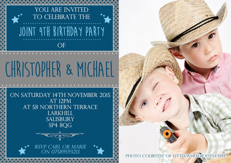 10 Joint Party Invitations Boy Girl Twins Birthday Party Etsy