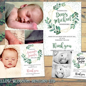 10 Cartes d’annonce de bébé nouveau-né garçon fille Cartes de remerciement personnalisées Jumeaux