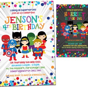 STAMPABILE DIGITALE SCARICABILE Personalizzato Bambini Supereroe Inviti Invita Supereroi Cute Boy Girl Bold Comic Super Hero Kid Bambini