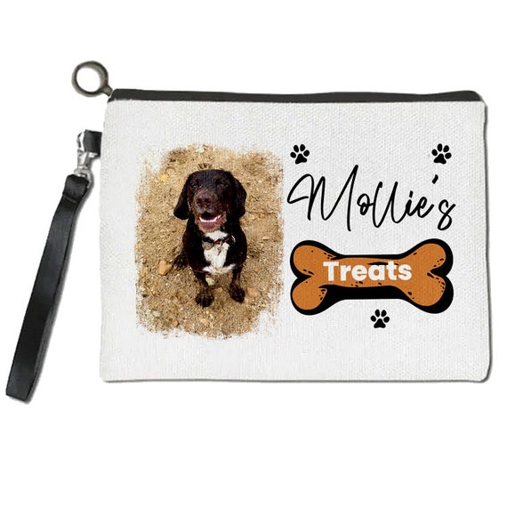 Dog Treat Bag Personalised Treat Pouch Dog Gift Treat Bag Pet Supplies Kennel Training Bag Dog Walking Treats Gift for Dog Lovers OWN PHOTO
