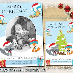 10 personalisierte Weihnachtskarte Weihnachtsfoto Klapppostkarte Notizen Kinderfoto oder kein Fotokarten Familie Freunde Ihn Ihre Großeltern niedliches Tier