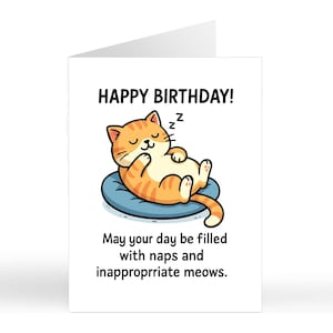 Divertente biglietto di auguri di compleanno a tema GATTO / Lei Lui / Mamma / Migliore amica / Sorella / Fratello / Gattaia / Amante dei gatti / Animale domestico / Biglietti umoristici per adulti con animali