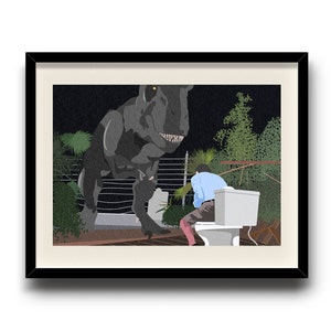 Jurassic Park minimalist print poster, Jurassic park digital art poster, Framed print, Matted print, Mounted print