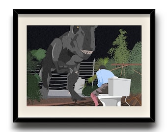 Jurassic Park minimalist print poster, Jurassic park digital art poster, Framed print, Matted print, Mounted print