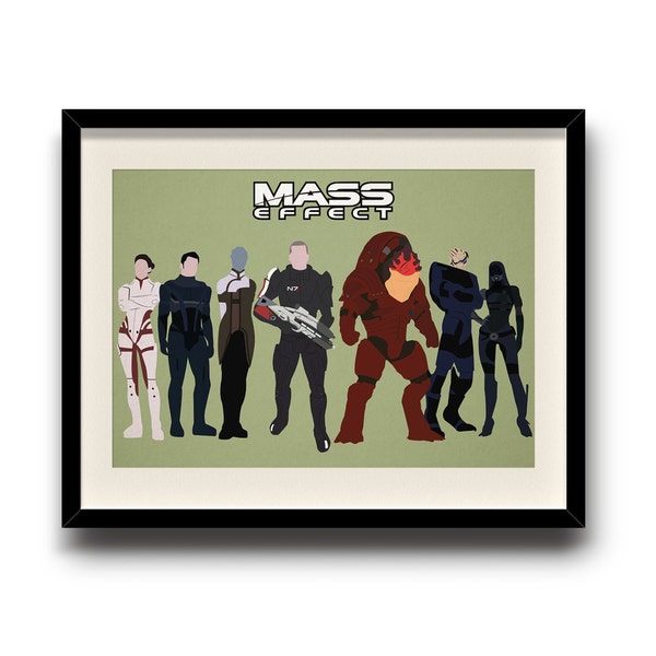 Mass Effect minimalist print poster, Mass Effect digital art poster, Framed print, Matted print, Mounted print