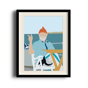 The Life Aquatic with Steve Zissou, Steve Zissou minimalist print poster, Framed print, Matted print, Mounted print