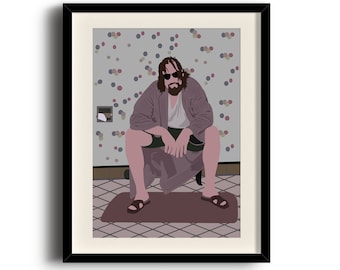 Big Lebowski, Dude minimalist print poster, Big Lebowski digital art poster, Framed print, Matted print, Mounted print
