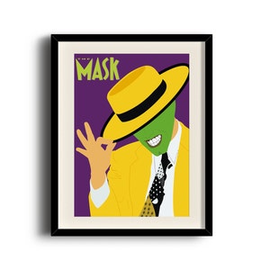 The Mask minimalist print poster, The Mask digital art poster, Framed print, Matted print, Mounted print
