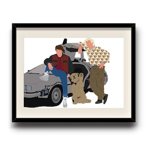Zurück in die Zukunft minimalistisches Druckplakat, Zurück in die Zukunft digitales Kunstplakat, gerahmter Druck, verfilzter Druck, aufgezogener Druck