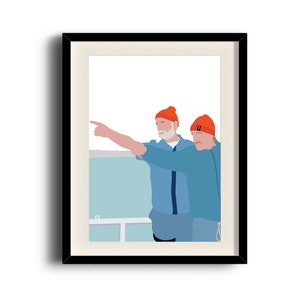 The Life Aquatic with Steve Zissou, Steve Zissou minimalist print poster, Framed print, Matted print, Mounted print