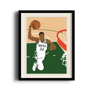 Giannis Antetokounmpo minimalist print poster,  Giannis Antetokounmpo digital art poster, Framed print, Matted print, Mounted print