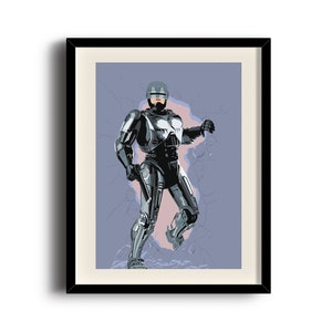 RoboCop minimalist print poster, RoboCop digital art poster, Framed print, Matted print, Mounted print