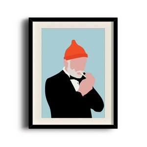 The Life Aquatic with Steve Zissou, Steve Zissou minimalist print poster, Framed print, Matted print, Mounted print