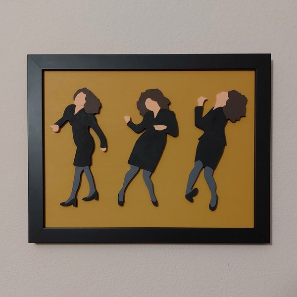 Elaine's dancing, Seinfeld wall art decor, 3D Seinfeld Framed Wall Ar,3D wall decor, scroll saw art, wood art, 3D art, movie art