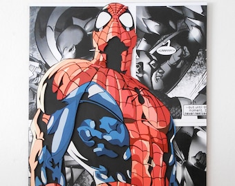 スパイダーマンアート、スパイダーマン木製ウォールアート、3Dウォール