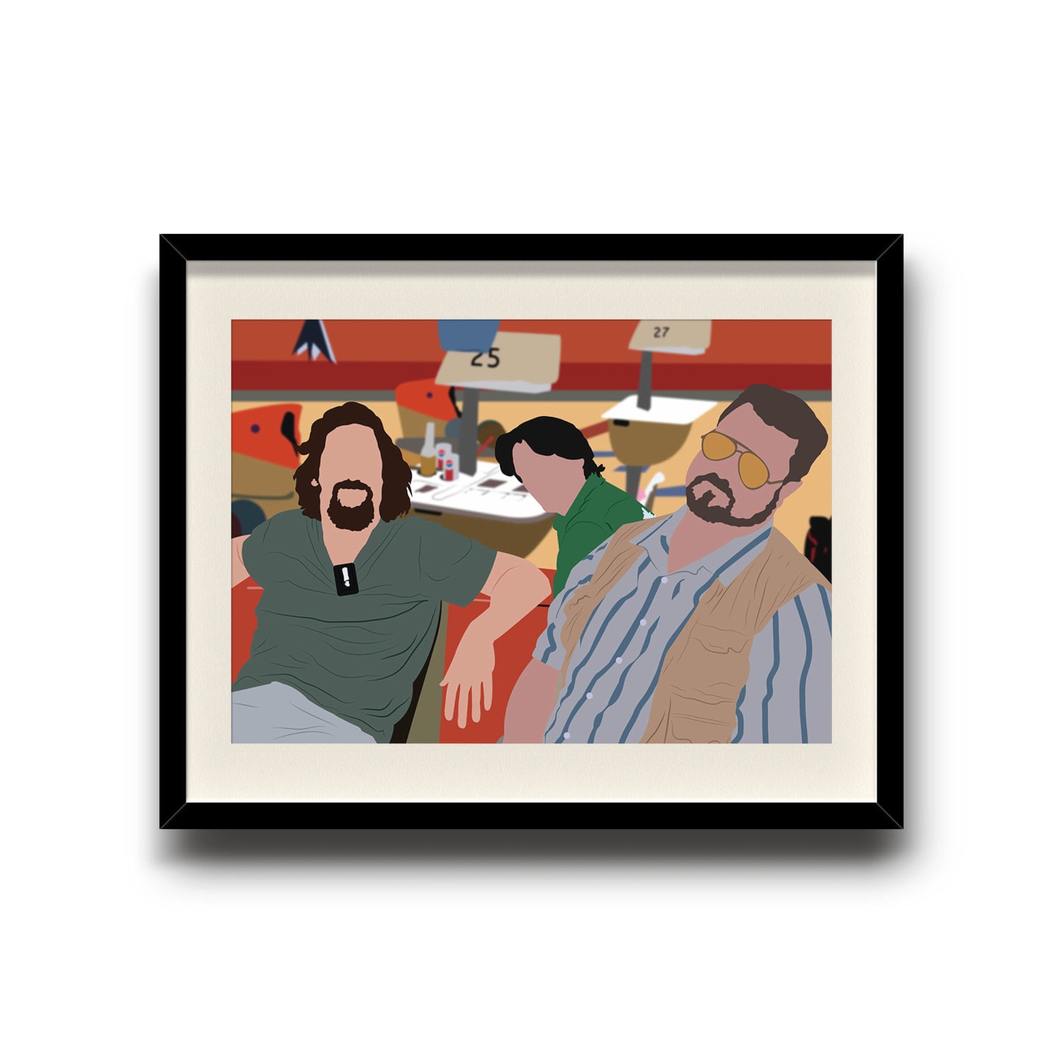Big Lebowski, Dude, Walter and Donny minimalist print poster, Big Lebowski digital art poster, Framed print, Matted print, Mounted print