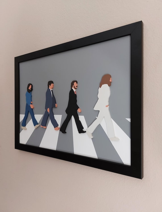 Abbey Road Wood Wall Art, 3D the Beatles Abbey Road Framed Wall