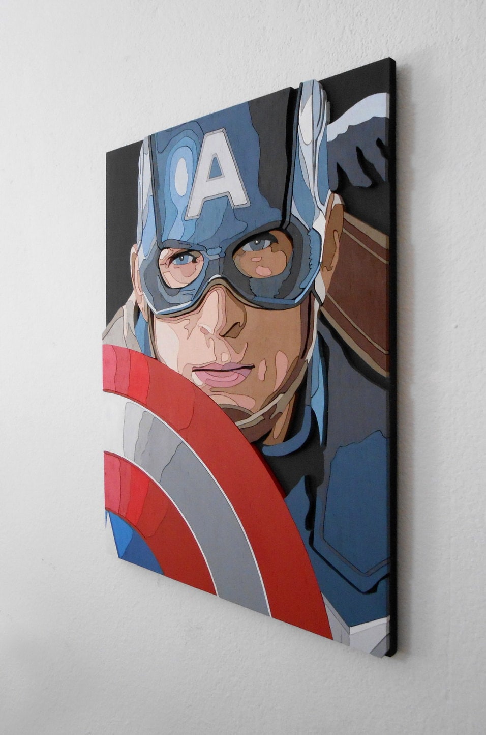 Captain America Wall Art, 3D Wall Decor, Scroll Saw Art, Wood Art, 3D ...