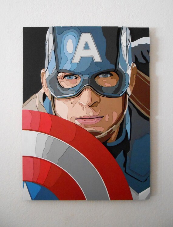 Captain America Wall Art, 3D Wall Decor, Scroll Saw Art, Wood Art