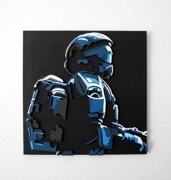 Halo 3 Odst Art 3d Wall Decor Scroll Saw Wood - Halo Wall Decals Halo 3 Odst Art 3d Wall Decor Scroll Saw Wood - Halo Wall Decals