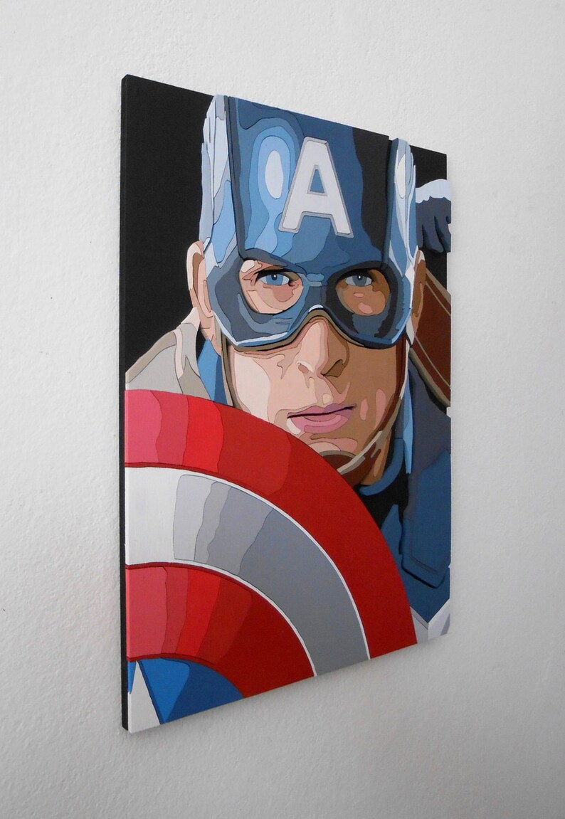 Captain America Wall Art, 3D Wall Decor, Scroll Saw Art, Wood Art, 3D ...