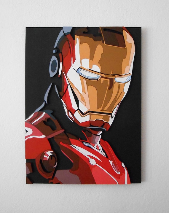 Iron Man, Tony Stark Wall Art, 3D Wall Decor, Scroll Saw Art