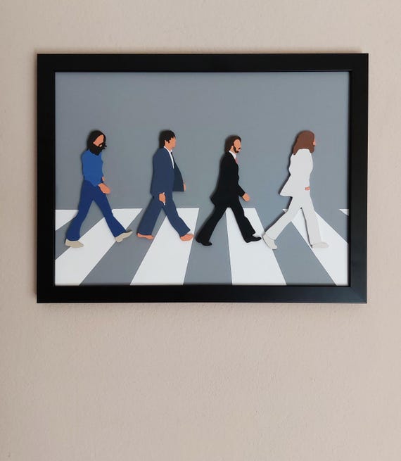 Abbey Road Wood Wall Art, 3D the Beatles Abbey Road Framed Wall