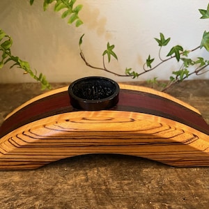 Handcrafted MCM Inlaid Wooden Ikebana Vase • Flower Arranging Vessel • Zen Minimalist Home Décor