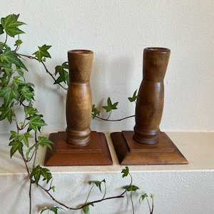 MCM Wooden Candlesticks by Ardco • Mid Century Modern Candle Holders • Vintage Wood Taper Holders • Danish Modern Home Decor