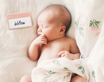 Hello I'm Birth Announcement Plaque | Newborn Photoshoot | Baby Announcement | Photo Prop