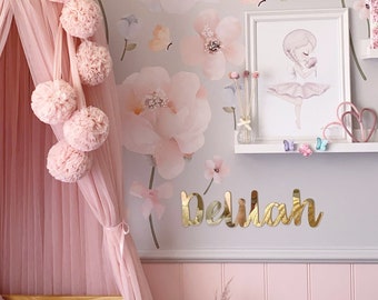 Personalised Mirror Kids Name Plaque | Custom Laser cut Nursery Name Sign | Wood Baby Name Sign | Acrylic Bedroom Sign | Door Sign for Kids